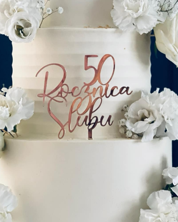 Topper na tort "Rocznica ślubu + dowolna liczba" wersja Miniowa