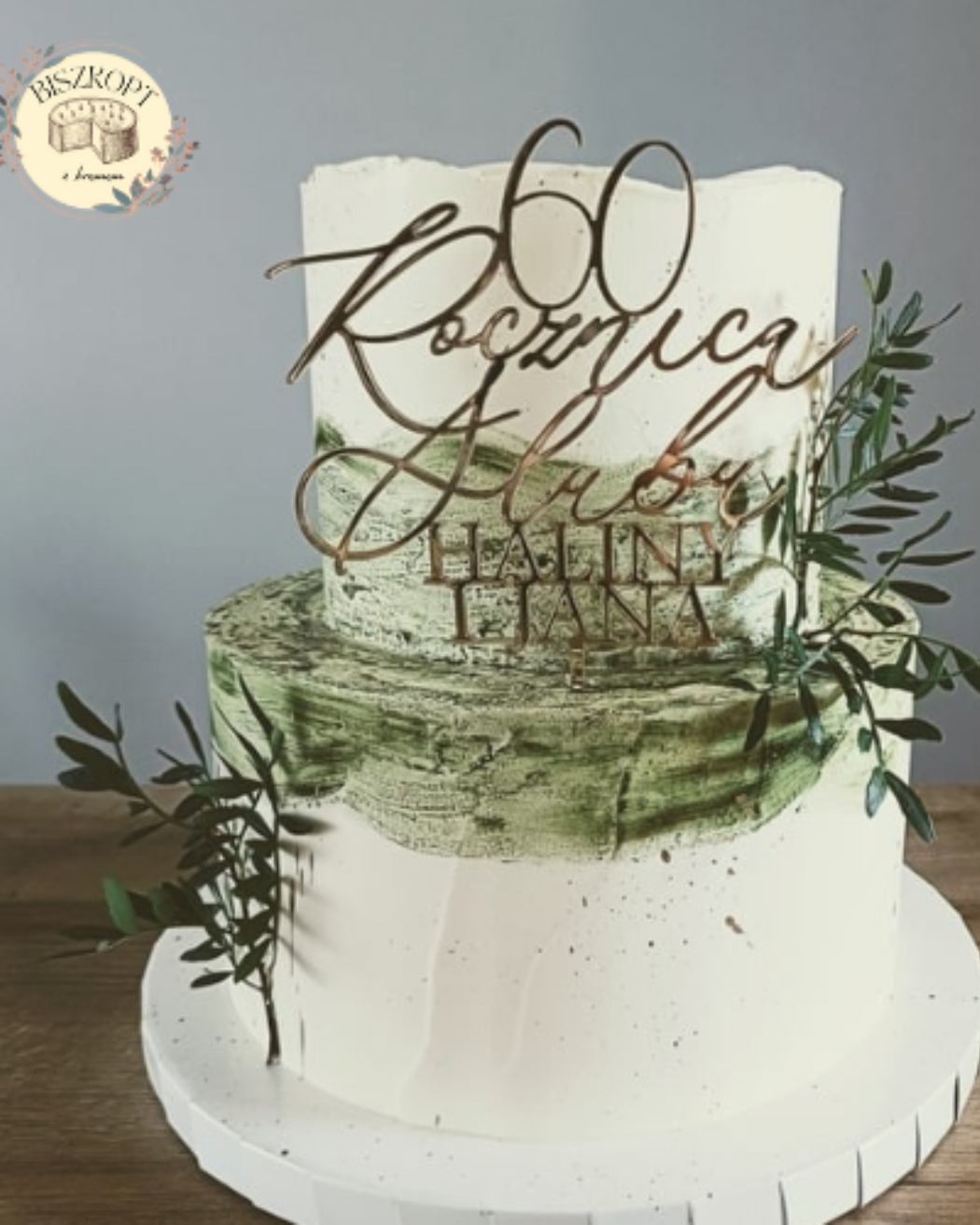 Topper / dekor na tort "Rocznica Ślubu + Liczba + Imiona" wersja DELIKATNA