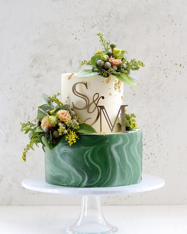 Topper na tort "Inicjały ślubne" Klasyczne litery AŻUROWE