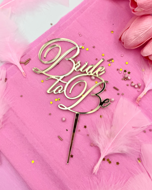 Topper / dekor na panieński na tort "Bride to Be" wersja ELEGANCKA