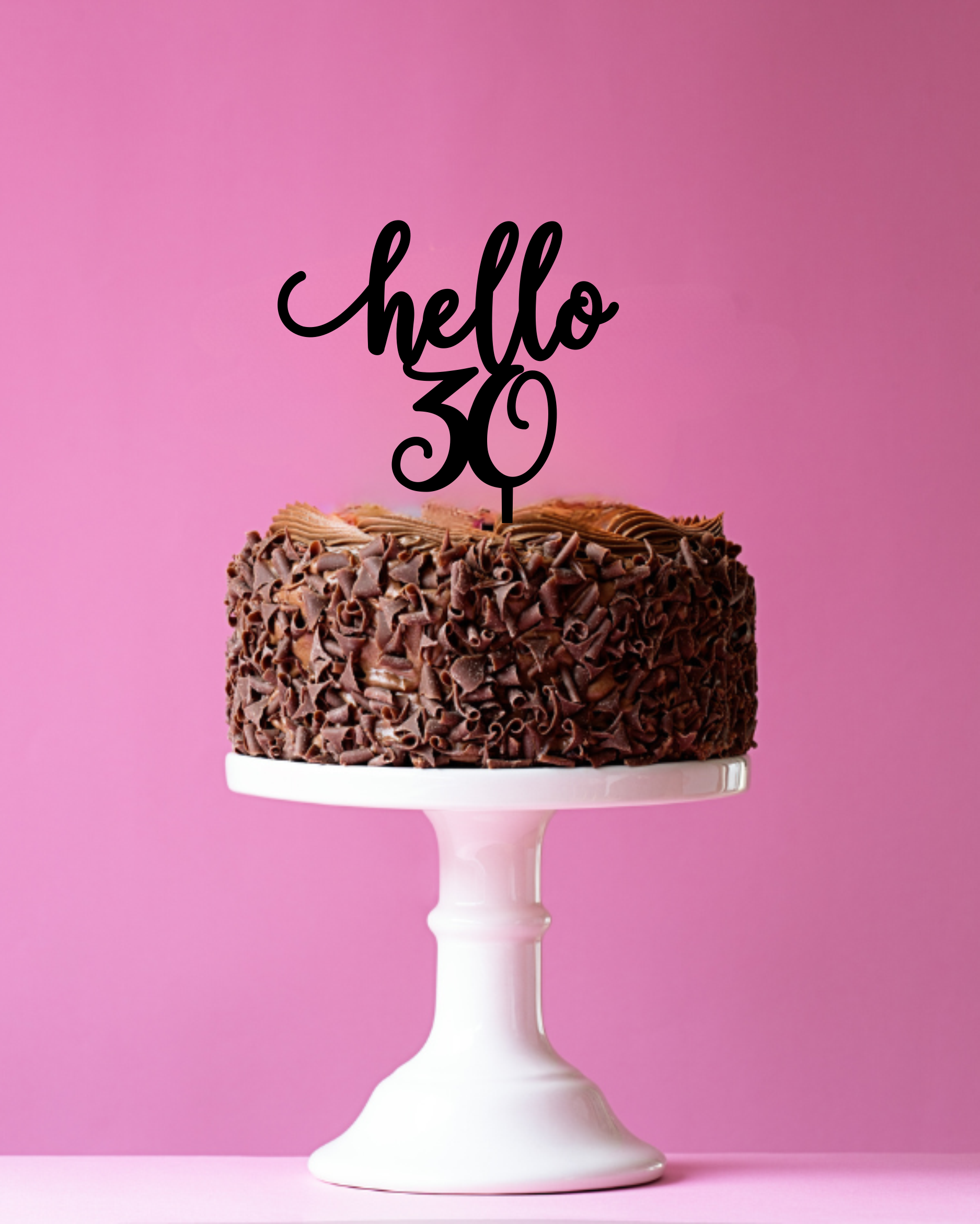 Topper / dekor na tort "hello 30 z zawijasem"