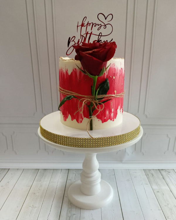 Topper urodzinowy na tort "Happy Birthday" fikuśne + serduszko