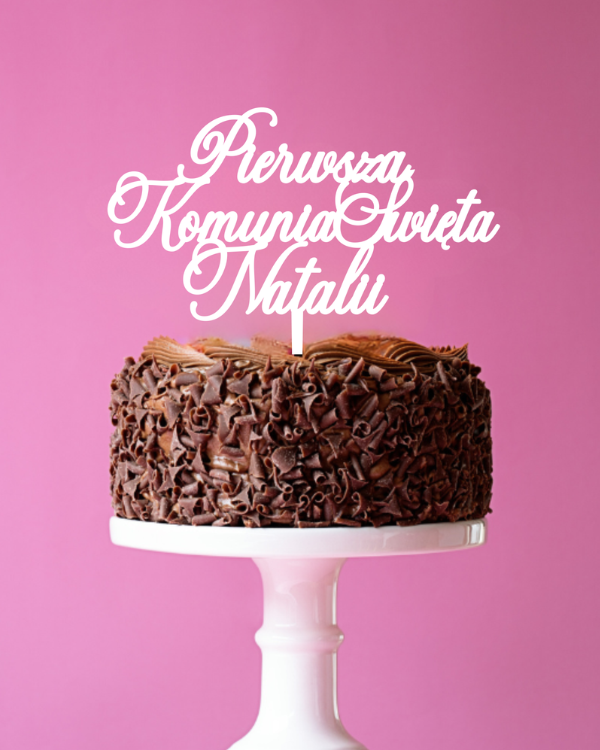 Topper / Dekor na tort "Pierwsza Komunia Święta KLASYK + dowolne Imię (JEDNO)"