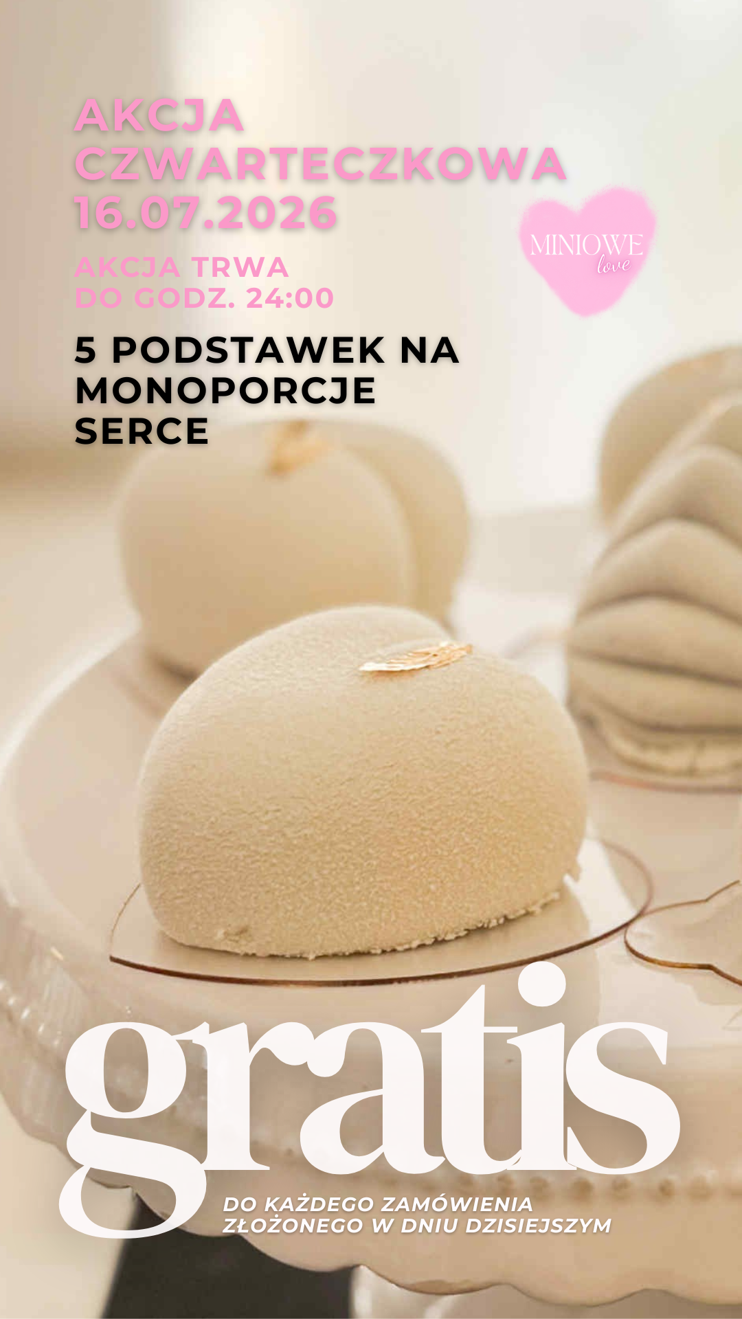 AKCJA CZWARTECZKOWA Podstawki serca pod monoporcje 5 sztuk